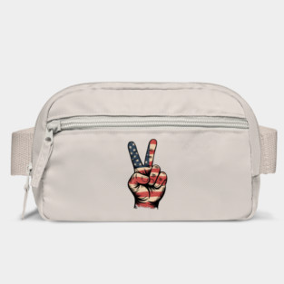 USA Flag Peace Sign Hand 4th of July Patriotic Bag