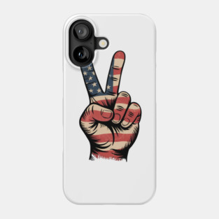 USA Flag Peace Sign Hand 4th of July Patriotic Phone Case