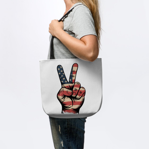 USA Flag Peace Sign Hand 4th of July Patriotic by Creatifly Graphic Tees