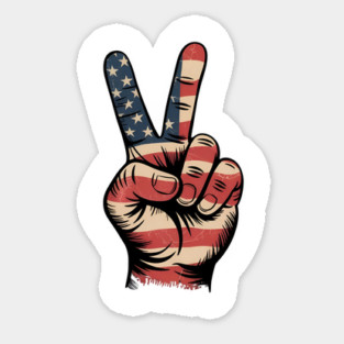 USA Flag Peace Sign Hand 4th of July Patriotic Magnet