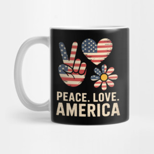 Peace Love America US Flag 4th Of July Patriot Mug