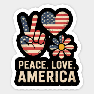 Peace Love America US Flag 4th Of July Patriot Magnet