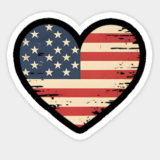 American Flag Heart 4th of July Magnet