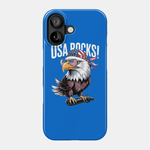 Patriotic Bald Eagle Mullet USA American Flag 4th of July Phone Case by Creatifly Graphic Tees