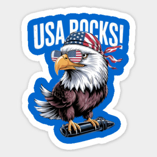 Patriotic Bald Eagle Mullet USA American Flag 4th of July Magnet