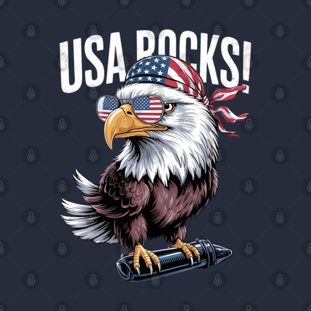 Patriotic Bald Eagle Mullet USA American Flag 4th of July by Creatifly Graphic Tees