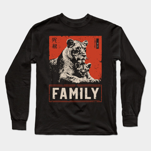 Lion Family – Fierce Love, Gentle Heart Long Sleeve T-Shirt by TuncGK