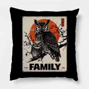 Eared Owl Family – Silent Guardians of the Forest Pillow