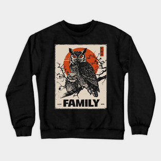 Eared Owl Family – Silent Guardians of the Forest Crewneck Sweatshirt