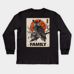 Eared Owl Family – Silent Guardians of the Forest Kids Long Sleeve T-Shirt