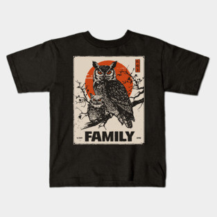 Eared Owl Family – Silent Guardians of the Forest Kids T-Shirt
