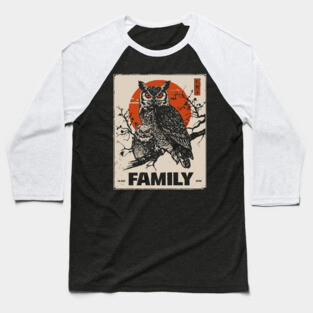 Eared Owl Family – Silent Guardians of the Forest Baseball T-Shirt