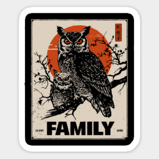 Eared Owl Family – Silent Guardians of the Forest Sticker