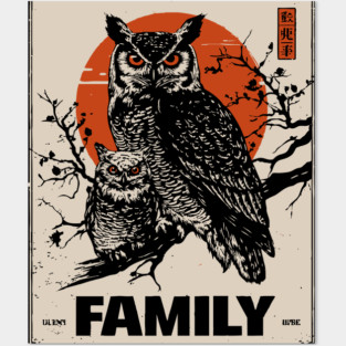 Eared Owl Family – Silent Guardians of the Forest Posters and Art