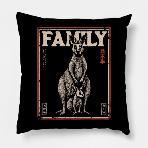 Kangaroo Family – Always Close, Always Home Pillow by TuncGK