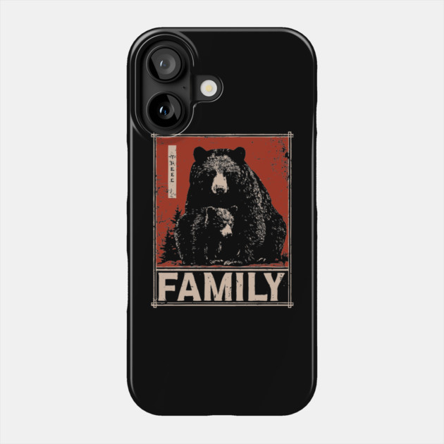 Black Bear Family – Wild at Heart, Close at Home Phone Case by TuncGK