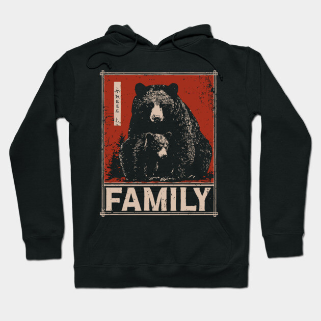Black Bear Family – Wild at Heart, Close at Home Hoodie by TuncGK