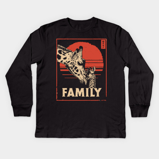 Giraffe Family – Tall Love, Strong Bonds Kids Long Sleeve T-Shirt by TuncGK