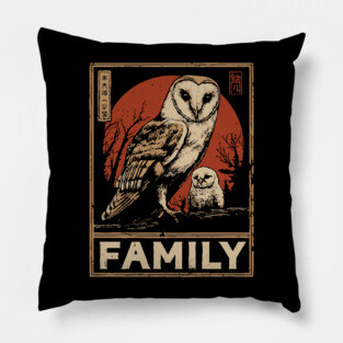 Barn Owl Family – Night Watchers of Love Pillow