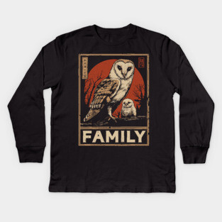 Barn Owl Family – Night Watchers of Love Kids Long Sleeve T-Shirt