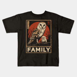 Barn Owl Family – Night Watchers of Love Kids T-Shirt