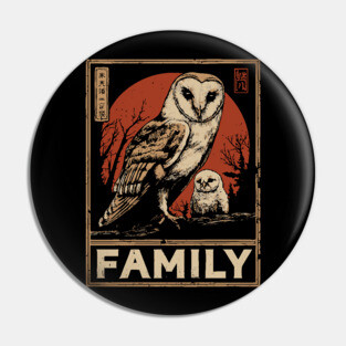 Barn Owl Family – Night Watchers of Love Pin