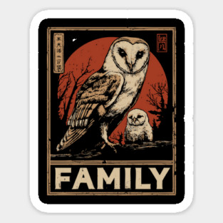Barn Owl Family – Night Watchers of Love Sticker