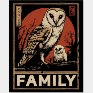 Barn Owl Family – Night Watchers of Love Posters and Art