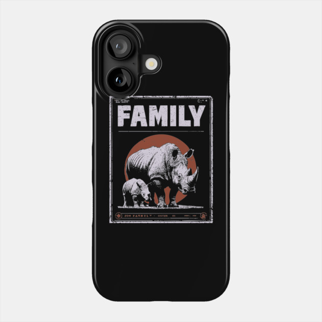 Rhino Family – Tough Skin, Tender Love Phone Case by TuncGK