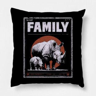 Rhino Family – Tough Skin, Tender Love Pillow