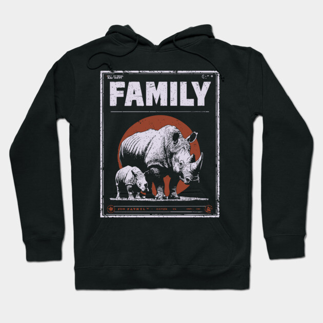 Rhino Family – Tough Skin, Tender Love Hoodie by TuncGK