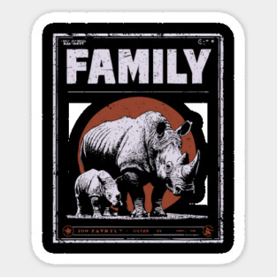 Rhino Family – Tough Skin, Tender Love Sticker
