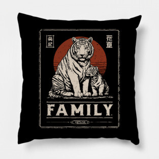Tiger Family – Stripes of Strength, Paws of Love Pillow