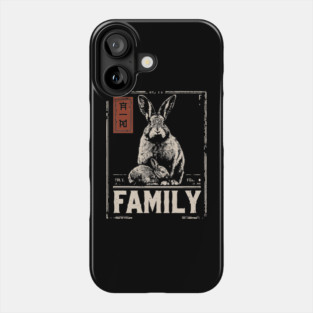 Cute Rabbit Family - Cottagecore Ukiyo-e Style Phone Case