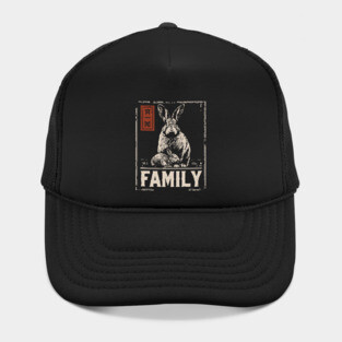 Cute Rabbit Family - Cottagecore Ukiyo-e Style Hat