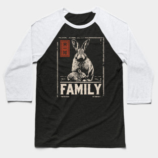 Cute Rabbit Family - Cottagecore Ukiyo-e Style Baseball T-Shirt