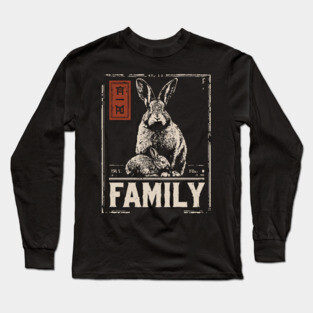 Cute Rabbit Family - Cottagecore Ukiyo-e Style Long Sleeve T-Shirt