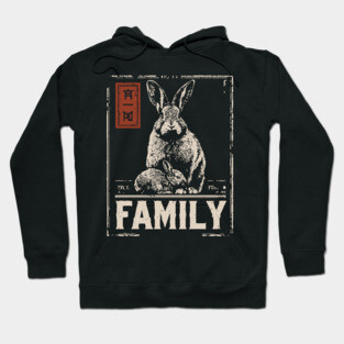 Cute Rabbit Family - Cottagecore Ukiyo-e Style Hoodie