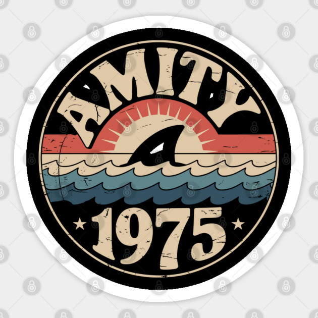 Amity Island 1975 Vintage Tourist Sticker by JessArty