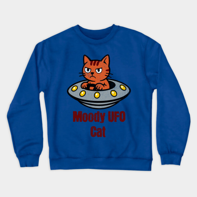 Moody UFO Cat Crewneck Sweatshirt by DonWillisJrArt