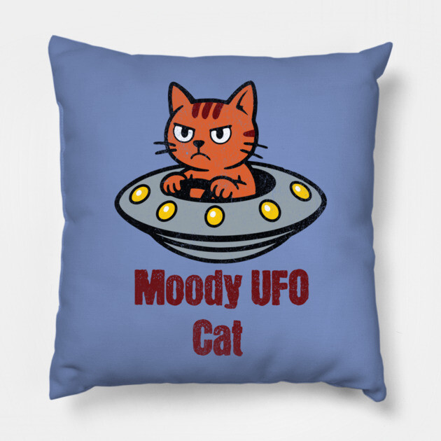 Moody UFO Cat Pillow by DonWillisJrArt