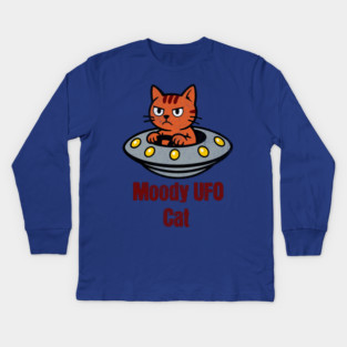 Moody UFO Cat Kids Long Sleeve T-Shirt