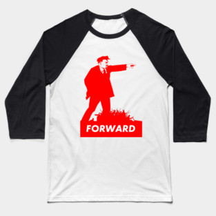 "Forward" Lenin Illustration Baseball T-Shirt