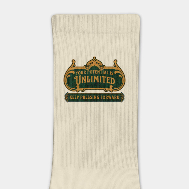 Unlimited Potential – Vintage Inspirational Typography Design by The Punny Grocer