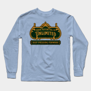 Unlimited Potential – Vintage Inspirational Typography Design Long Sleeve T-Shirt