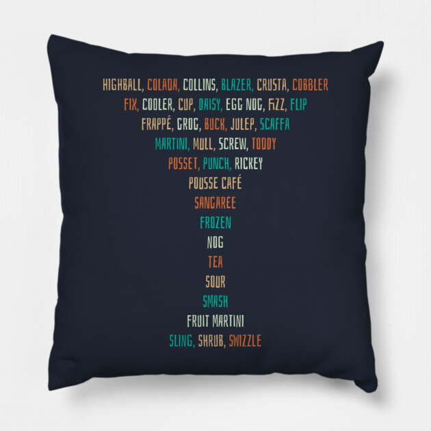 Cocktail Types as a Martini glass Pillow by Dr. Cork