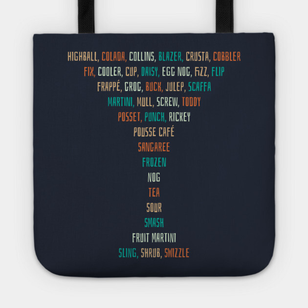 Cocktail Types as a Martini glass Tote by Dr. Cork