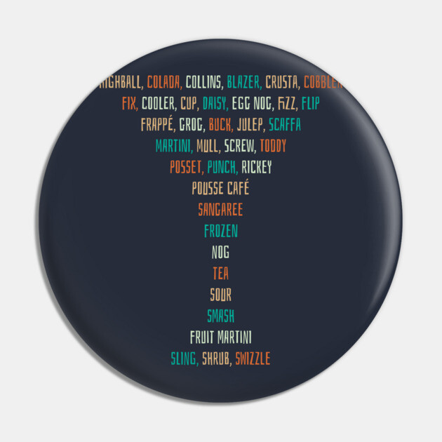 Cocktail Types as a Martini glass Pin by Dr. Cork