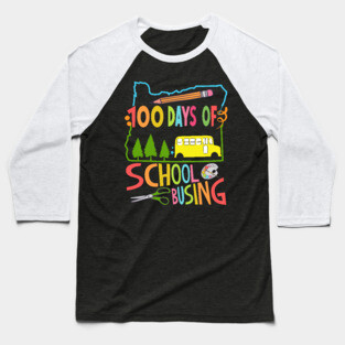 100 days of school busing 100th day of school gift for kids and teachers Baseball T-Shirt