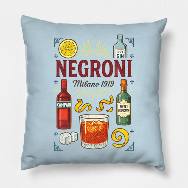 Negroni cocktail Pillow by Dr. Cork